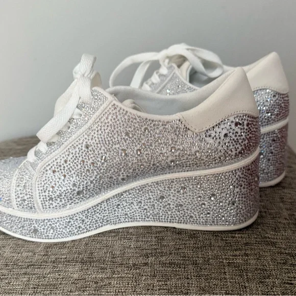 White Crystal Platform Lace-Up Sneakers - Women - Picture 4 of 5